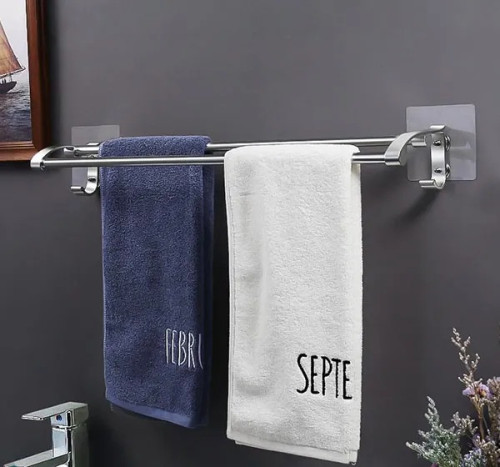 Double Towel Rack (Silver) Magic Sticker