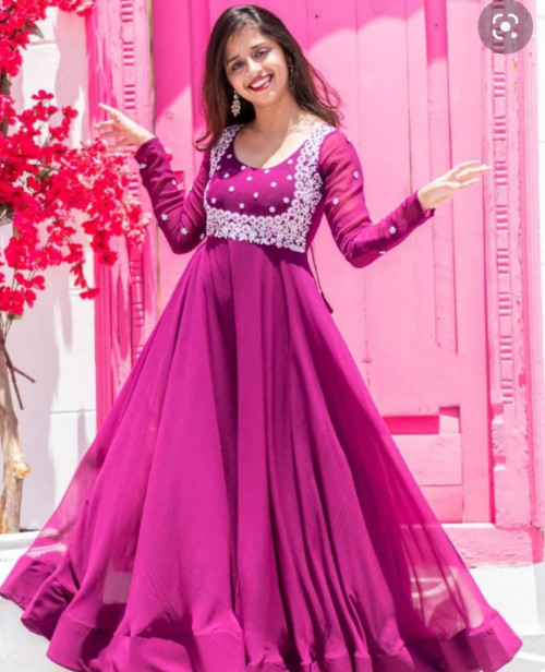 Georgette long gown with inner