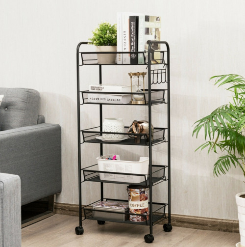 Steel Storage Shelve With Wheels 5 Layers