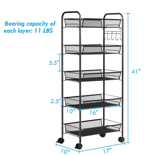 Steel Storage Shelve With Wheels 5 Layers