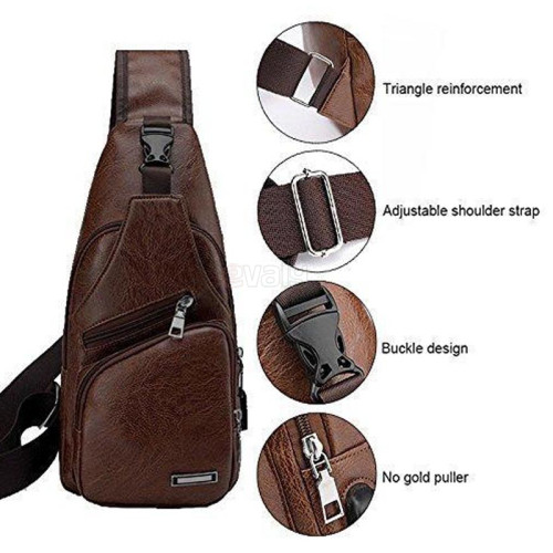 Men’s Leather Shoulder Chest Sling Bag