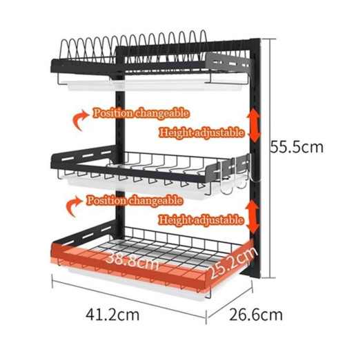 Stainless Steel 3 Layer Drain Dish Rack