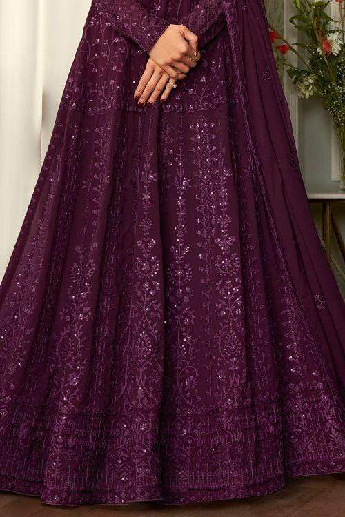 Wine Colour Bridal Ball Gown