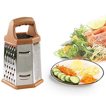 Kitchen Box Grater, Stainless Steel Cheese Grater - 6 Sides Stand 
