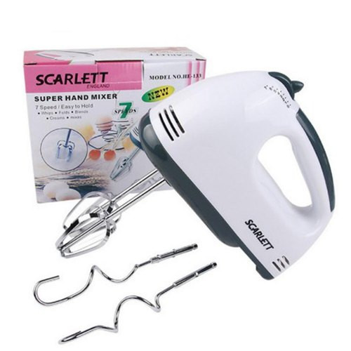 Scarlett Electric 7 Speed Hand Mixer with 4 Pieces Stainless Blender, Bitter for Cake/Cream Mix, Food Blender, 