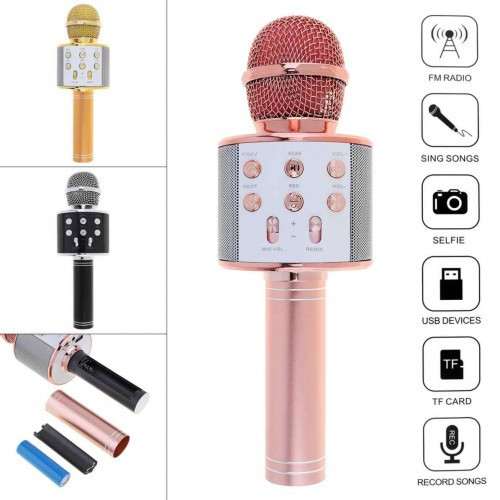 KTV- WS858 Wireless Karaoke Handheld Microphone USB Player Bluetooth Mic Speaker