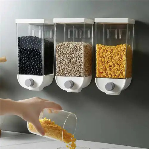 Wall Mounted Press Cereals Dispenser Storage Box