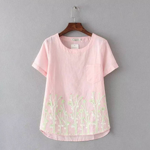 Fashionable Ladies Tops Short Sleeve Cotton Tops For Women 