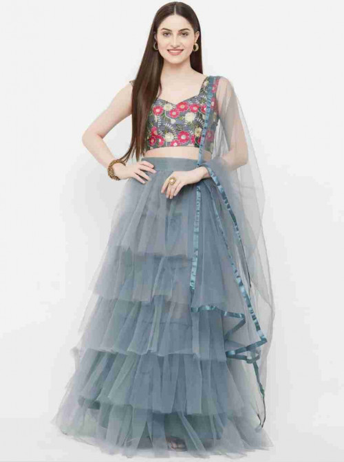 Embroidery Semi Stitched Party Lehenga