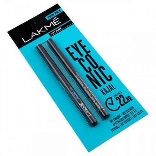 Lakme Eyeconic Kajal Twin, Deep Black 0.35 g