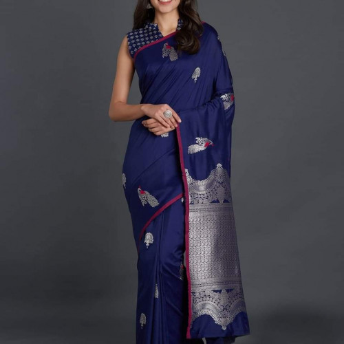 Latest & Exclusive Luxury Stylish Glorious Design Silk Saree with gorgeous Blouse Piece for woman