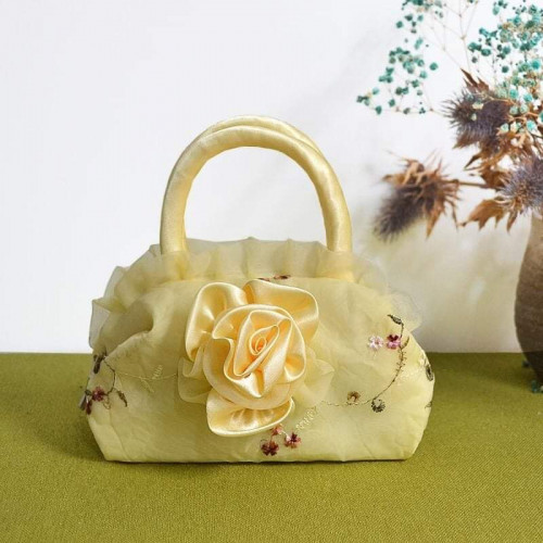 Roses Embellish Pleated Hand Bag