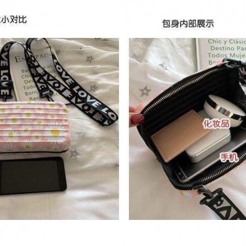 Girls Daisy Print Suitcase Shaped Crossbody Bag