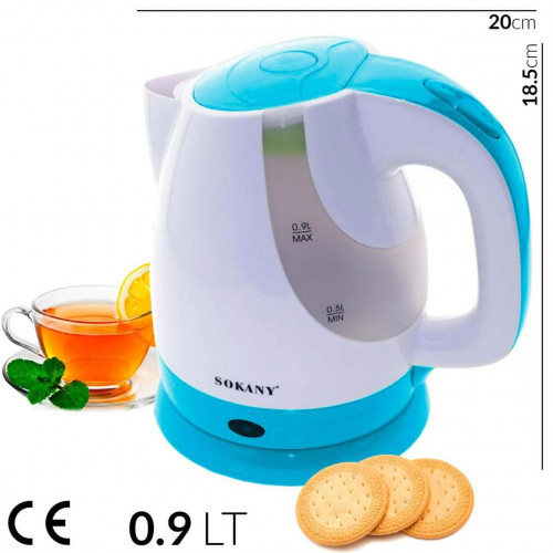 SOKANY 0.9L Portable Electric Kettle Water Kettle with Mesh Filter & Interlocking Lid Support Automatic Switch Off EU Plug