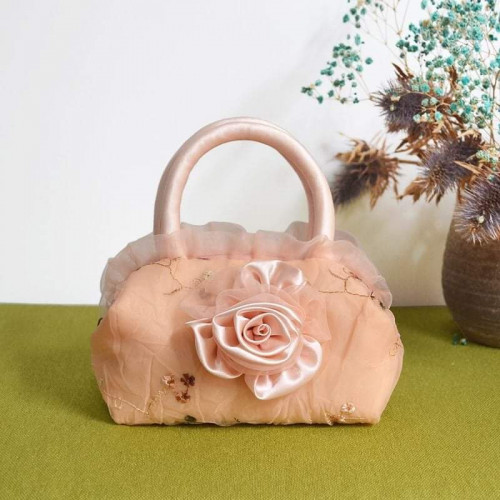 Roses Embellish Pleated Hand Bag
