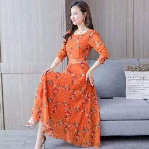 Floral long dress Women Evening Dress Short Sleeve