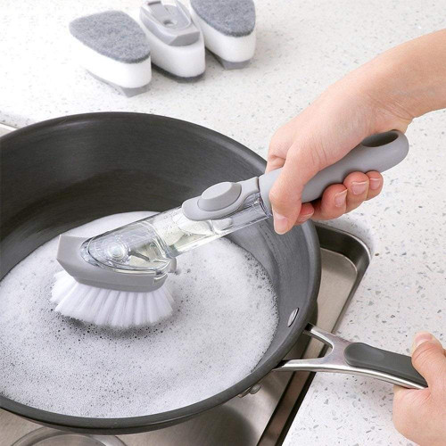 Automatically Adding Detergent Sponge Brush Wash Tool Kitchen Cleaning Brush Long Handle 