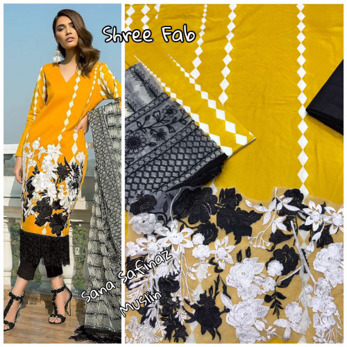 BEAUTIFUL STYLIS- SANA SAFINAZ MUZLIN HIT DESIGNS- THREE PCS , PAKISTANI COLLECTION