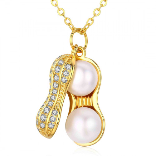 Women's Natural Freshwater Pearl Necklace Peanut Pendant