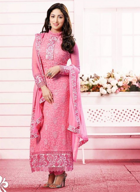 Pink Chiffon Suit in Salwar kameez