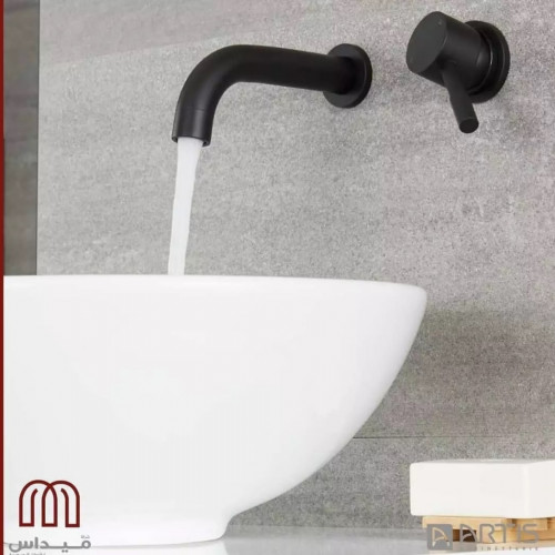 Black Wall Mounted Bathroom Faucet Solid Brass Basin Tap,,